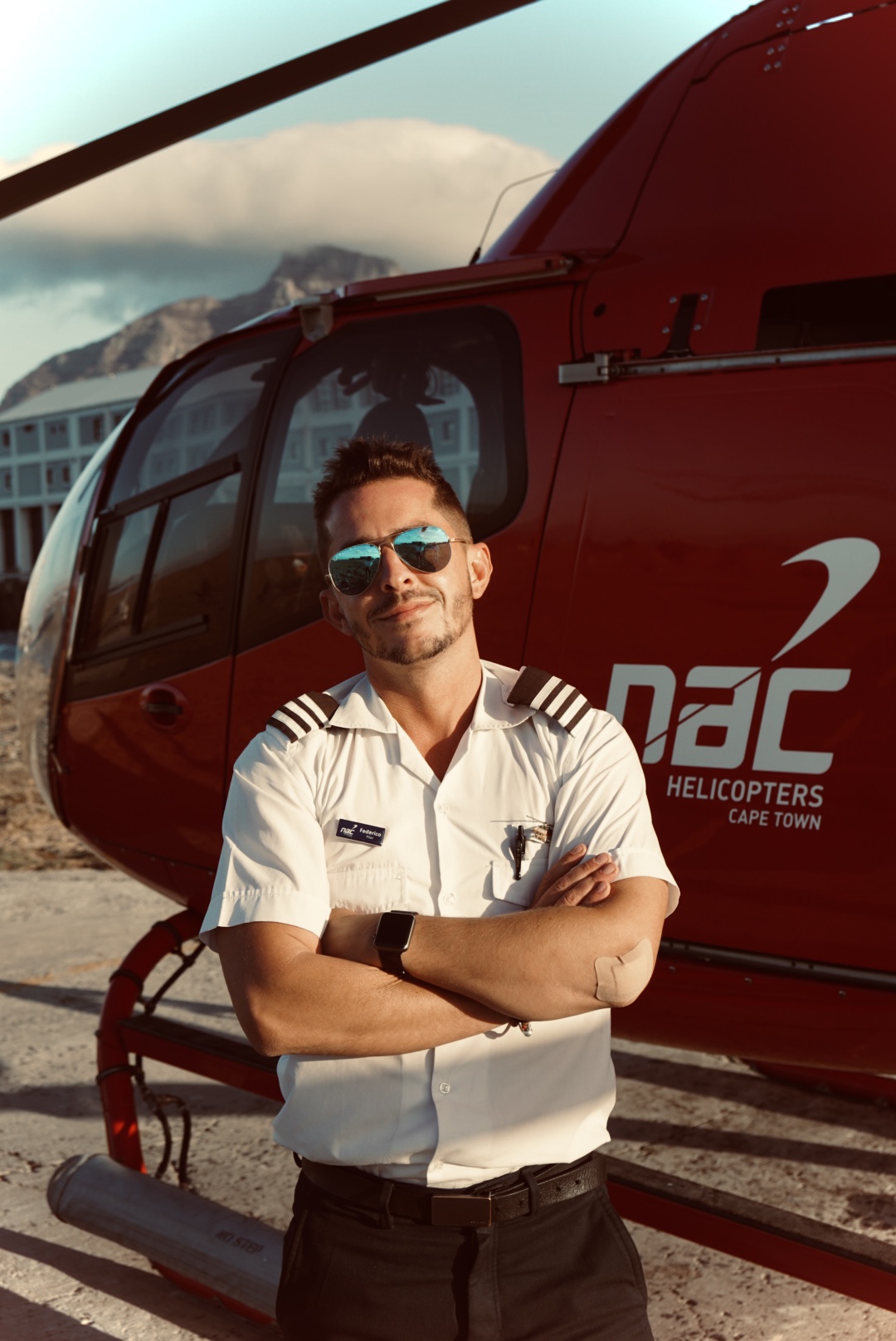 Federico Chabrat, NAC helicopter pilot in Cape Town